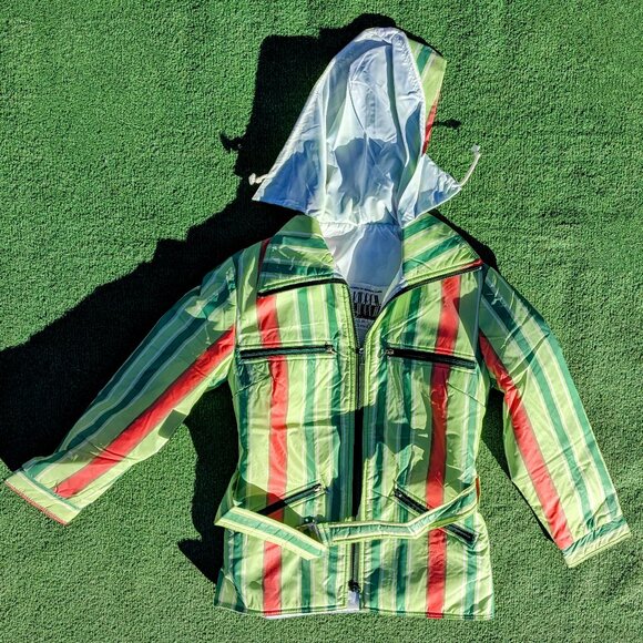 VTG 1970s Women's Petite Small Striped Nylon SkiDress France Parka Jacket EUC - Picture 7 of 8